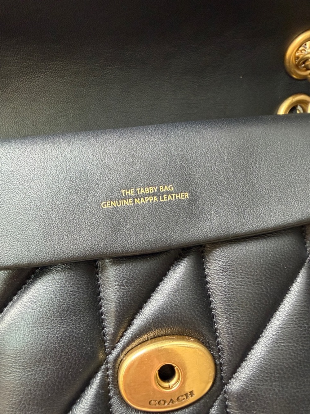 Coach Quilted Tabby 26 Black Leather Shoulder Bag with Gold Hardware - Picture 11 of 14